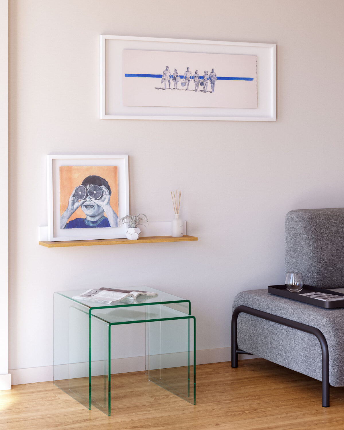 Kave Home Burano set van 2 glazen bijzettafeltjes - Afbeelding 2