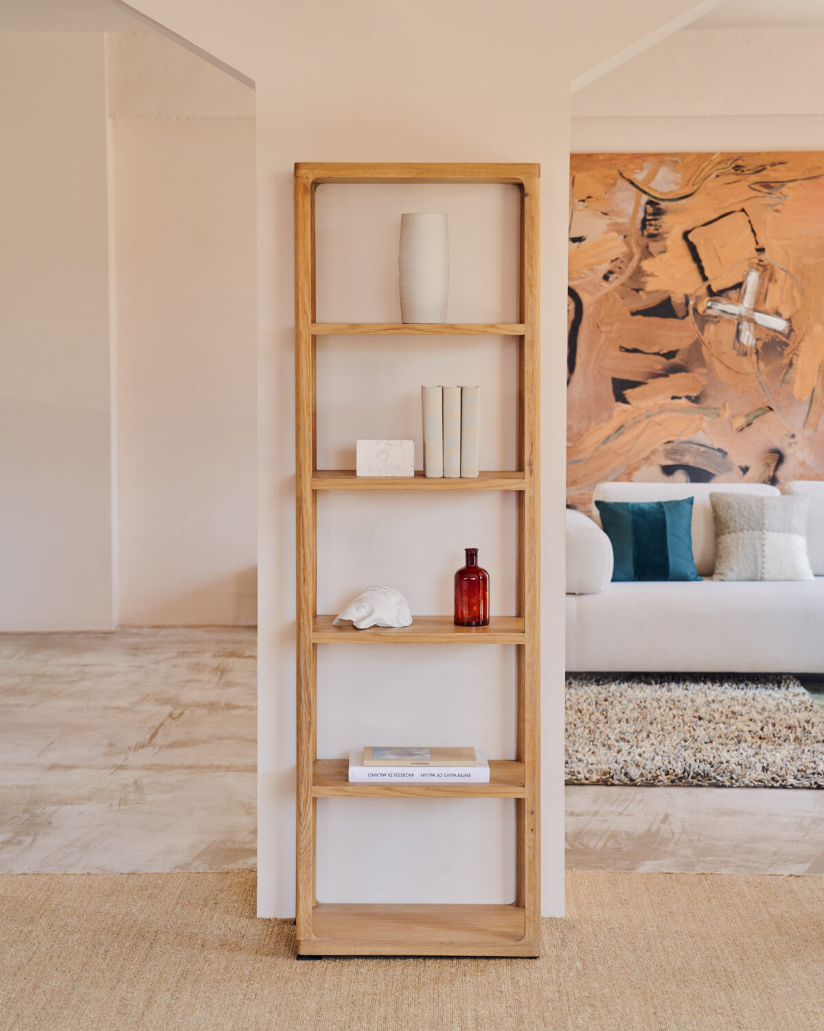 Kave Home Maymai rekken met massief eiken structuur, 60 x 193 cm - Afbeelding 2