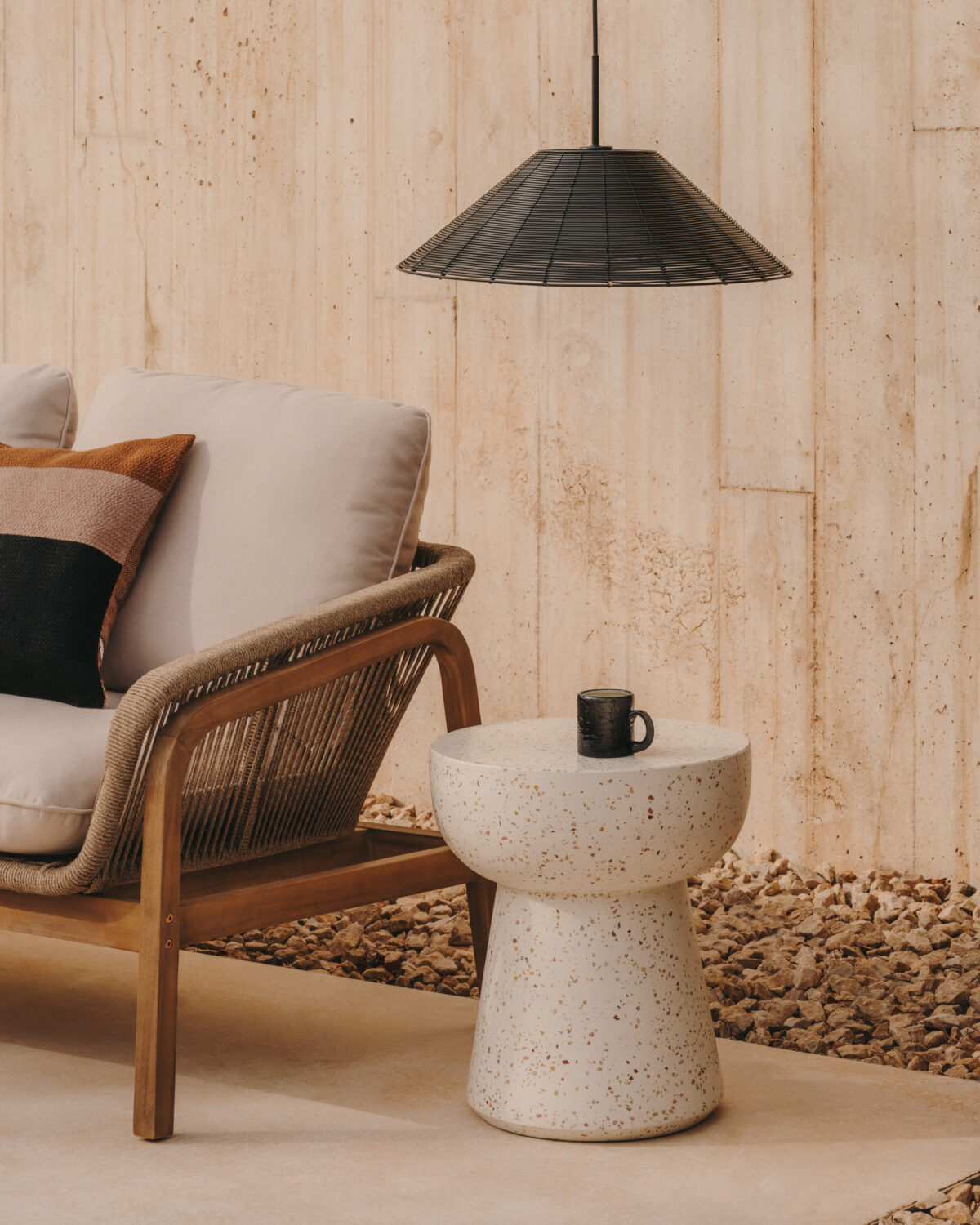 Kave Home Bijzettafel Pada van wit terrazzo Ø 40 cm - Afbeelding 2