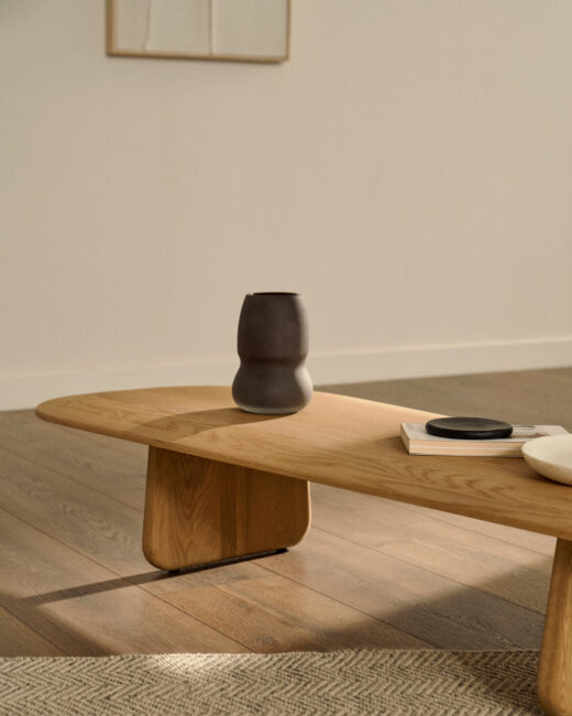 Kave Home Pirita salontafel van massief eikenhout met naturel afwerking 147 x 65 cm FSC 100%