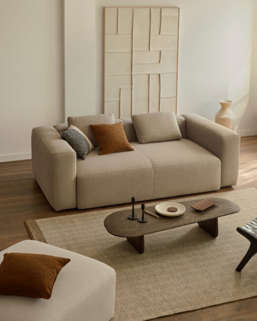 Kave Home Pirita salontafel van massief eikenhout met donkere afwerking 147 x 65 cm FSC 100%