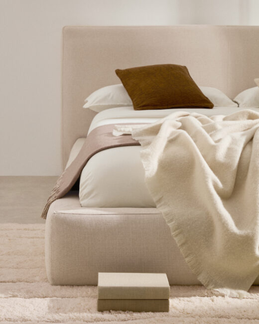 Kave Home Blok bed met afneembare hoes, ecru, voor matras van 90 x 200 cm FSC Mix Credit