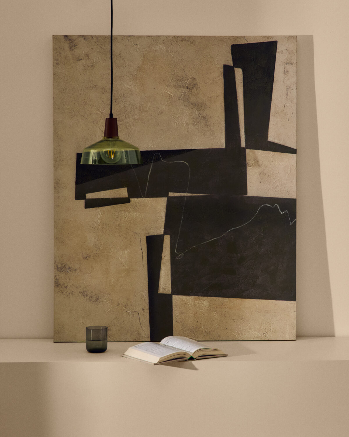 Kave Home Fida abstract doek in groen 118 x 94 cm - Afbeelding 2