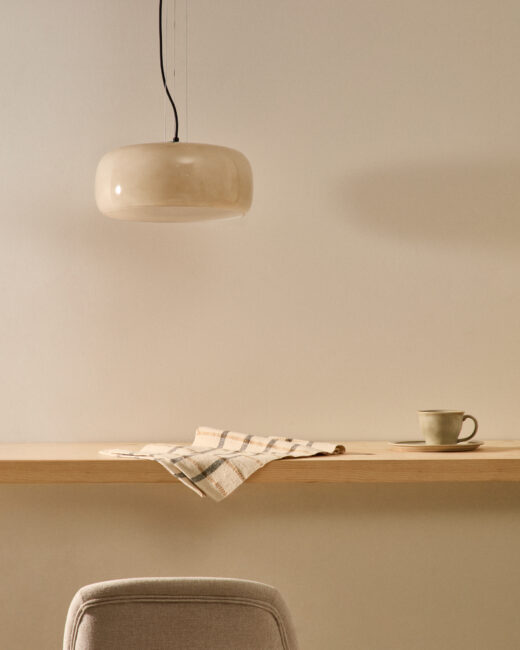 Kave Home Reig plafondlamp van lichtgrijs glas Ø 38 cm
