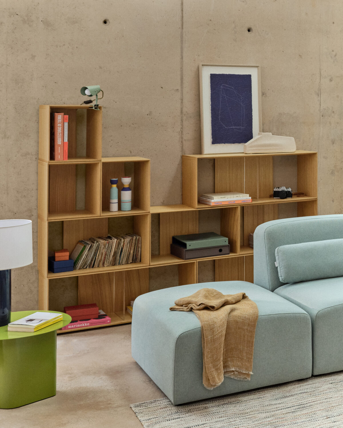 Kave Home Set Litto van 9 modulaire planken in eikenfineer 202 x 114 cm - Afbeelding 5