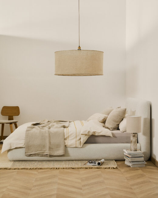 Kave Home Martina bed met afneembare hoes van ecru chenille voor matras van 160 x 200 cm