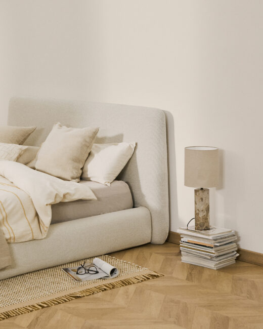 Kave Home Martina bed met afneembare hoes van ecru chenille voor matras van 160 x 200 cm