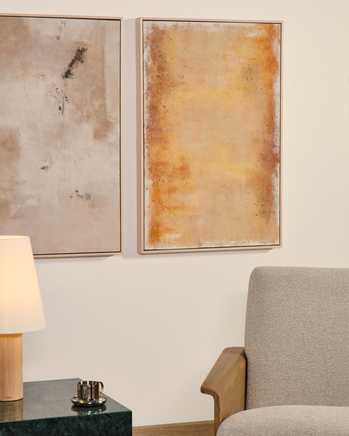 Kave Home Selnar abstract schilderij geel 60 x 90 cm - Afbeelding 3