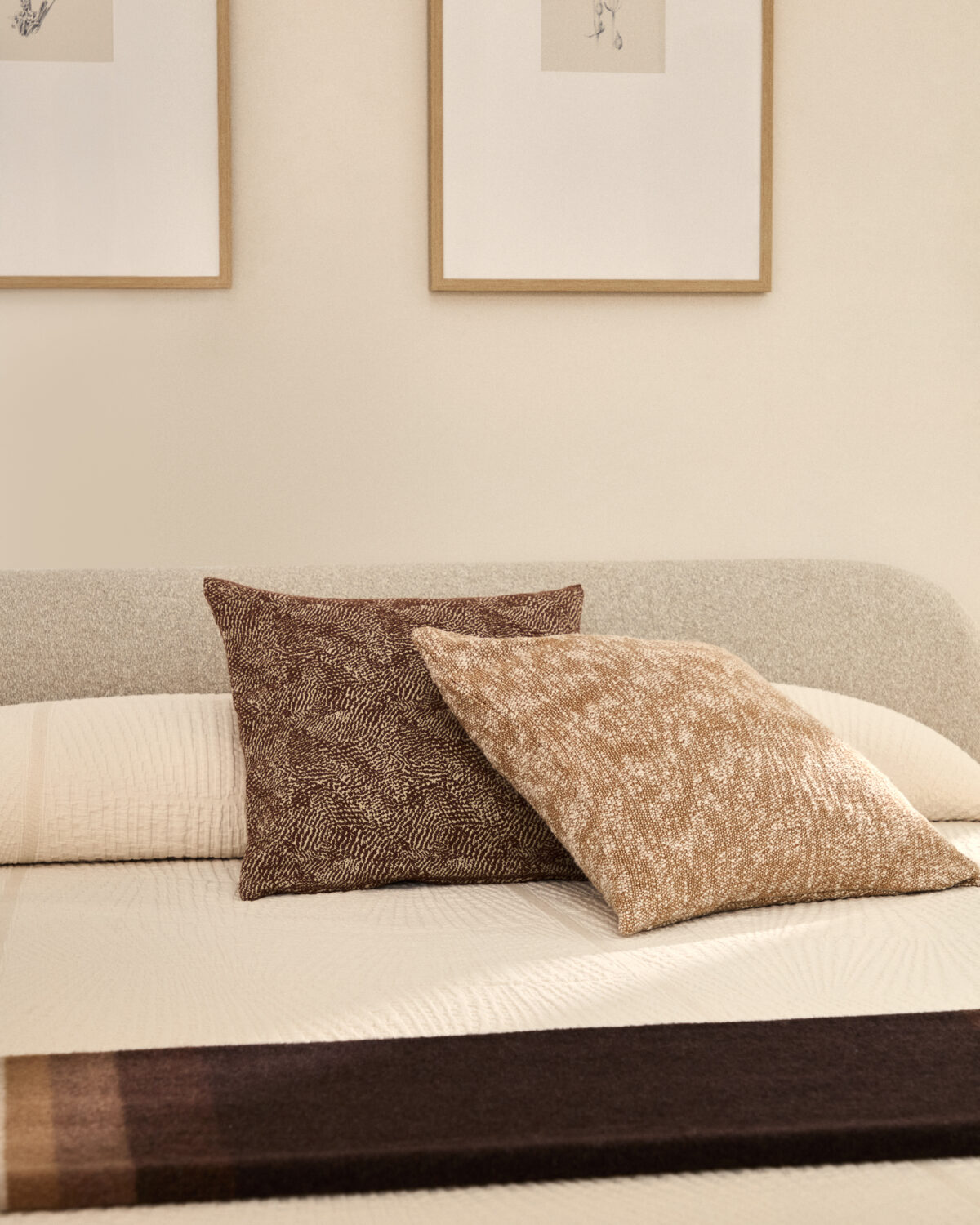 Kave Home Junie kussenhoes van bruin-beige katoen jacquard 50 x 50 cm - Afbeelding 3