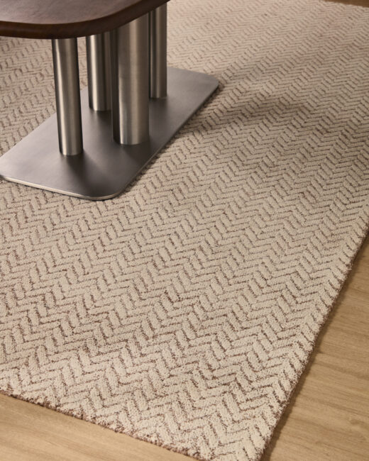 Kave Home Calira beige wollen tapijt in gevlochten jacquardmotief 230 x 160 cm