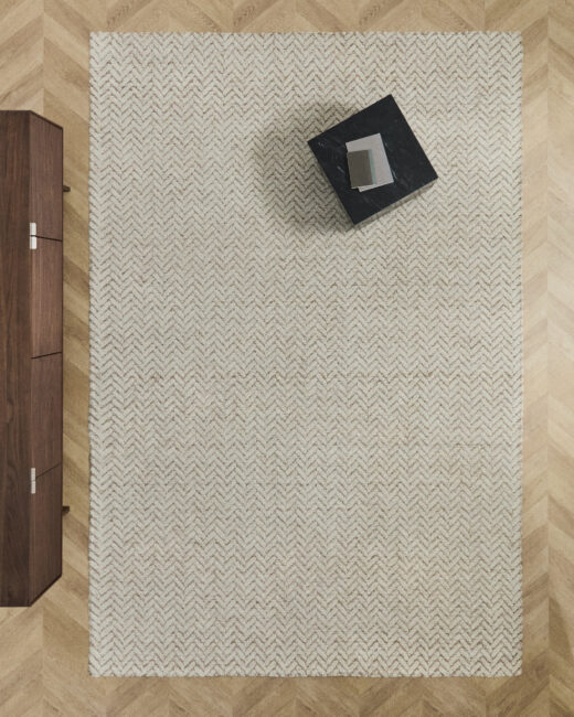 Kave Home Calira beige wollen tapijt in gevlochten jacquardmotief 300 x 200 cm