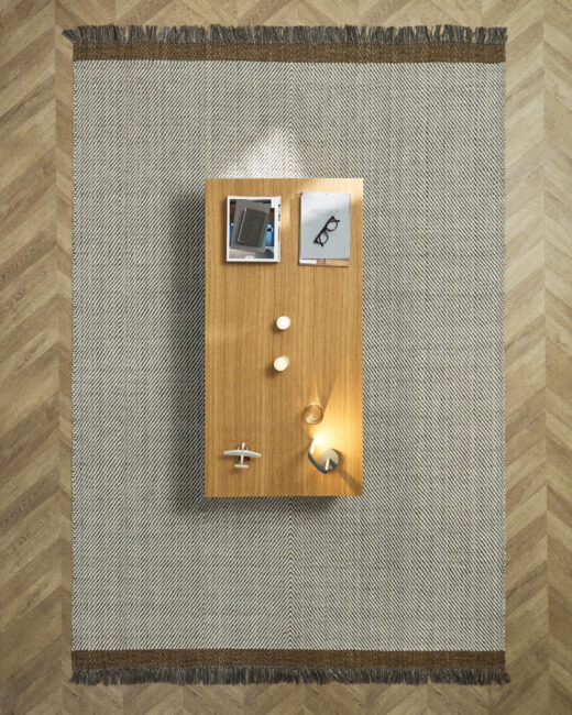Kave Home Brina beige wollen tapijt in visgraat-jacquardmotief 300 x 200 cm