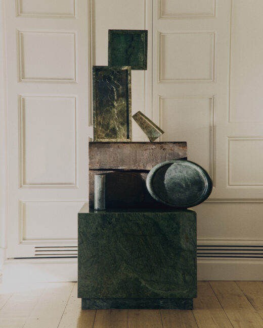Kave Home Lenorel groen dienblad van marmer 30 x 23 cm