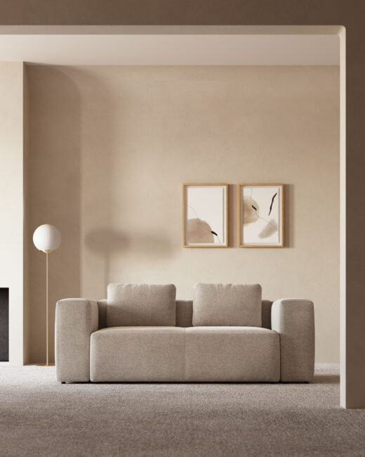 Kave Home Blok 2-zitsbank in beige chenille 210 cm FSC Mix Credit