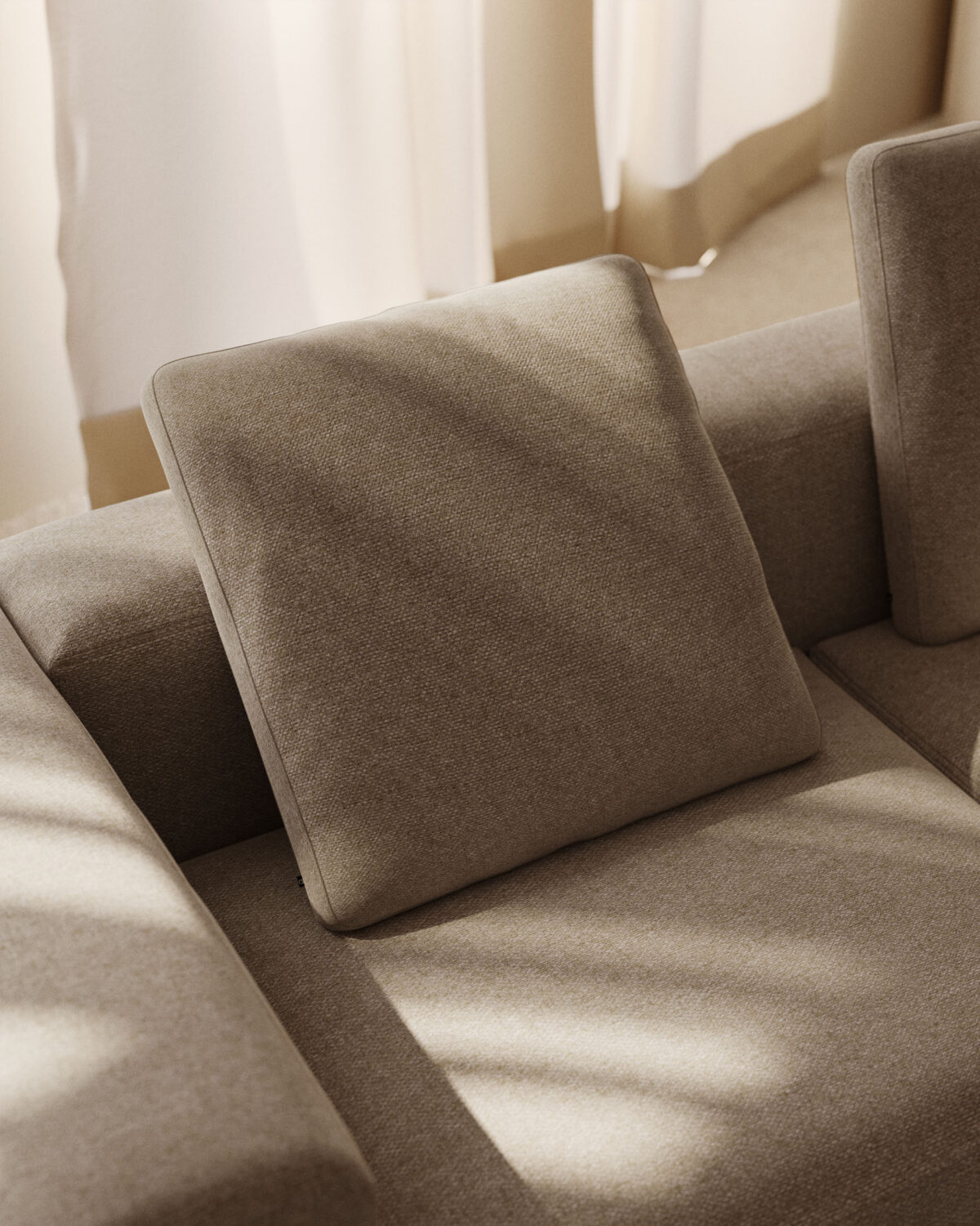 Kave Home Blok-kussen in chenille beige 60 x 60 cm - Afbeelding 2