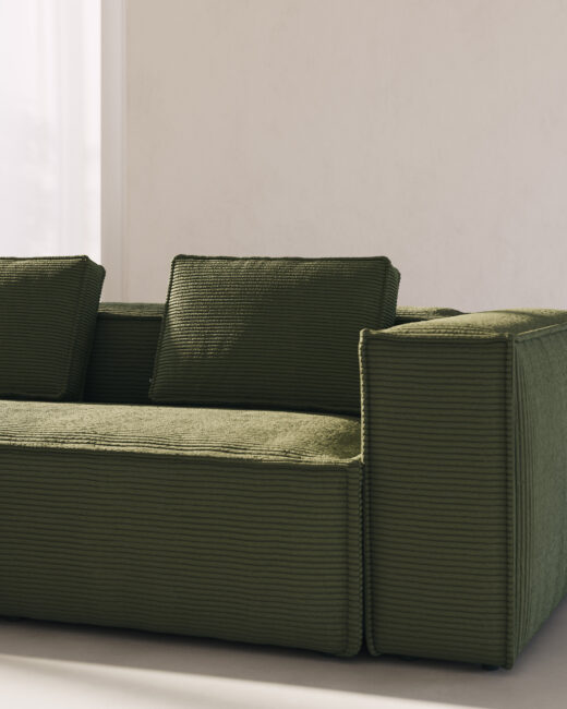 Kave Home Blok 6-zitshoekbank in dik groen ribfluweel 320 x 320 cm FSC Mix Credit