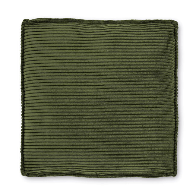 Kave Home Blok-kussen in dik ribfluweel groen 60 x 60 cm