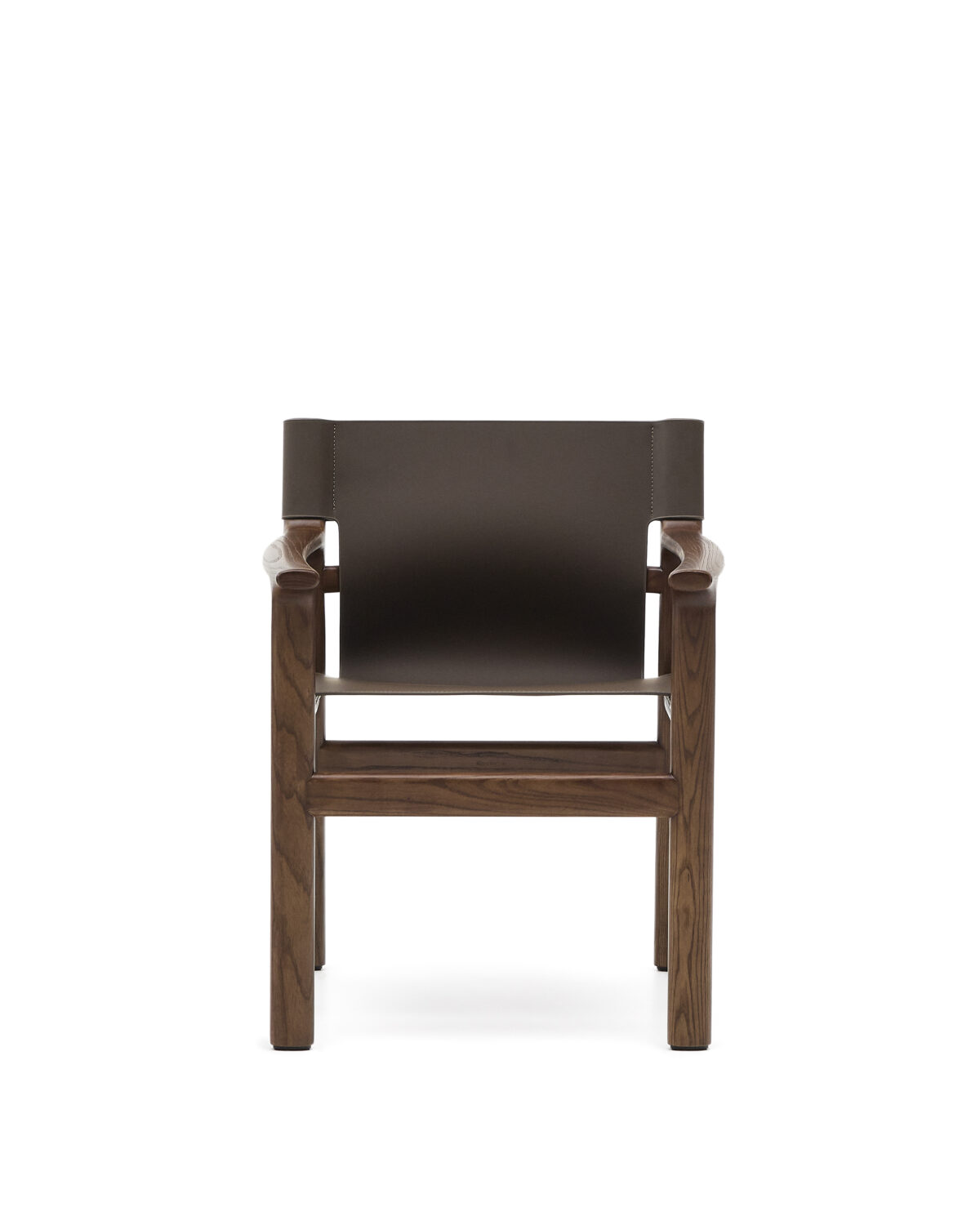 Kave Home Donkerbruine Jan stoel gemaakt van gerecyclede leervezels en massief essenhout met afwerking in notelaarhouteffect FSC 100% - Afbeelding 9