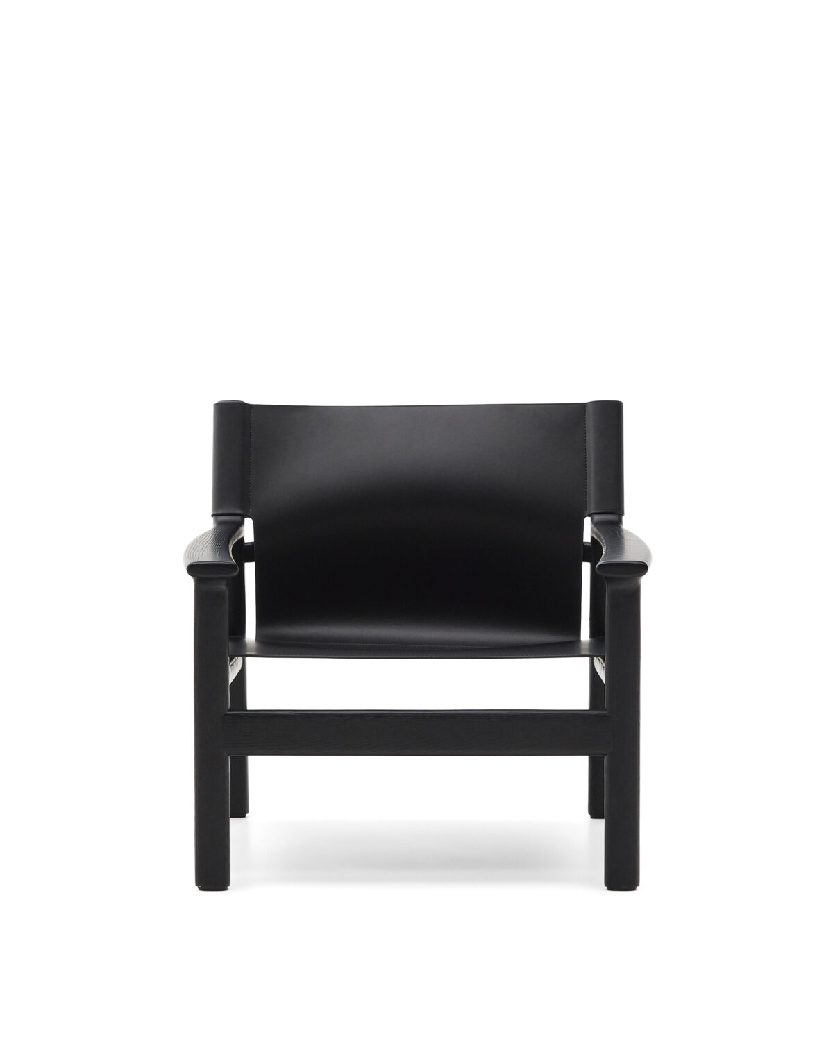 Kave Home Zwarte Jan fauteuil gemaakt van gerecyclede leervezels en massief essenhout met afwerking in zwart FSC 100% - Afbeelding 8