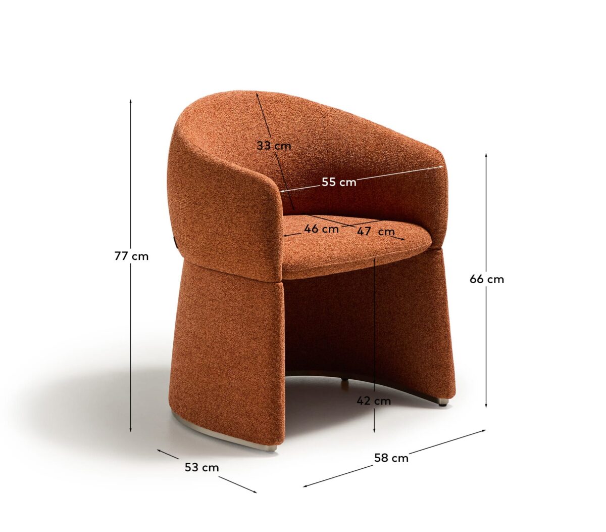 Kave Home Bosca stoel in terracotta chenille - Afbeelding 9