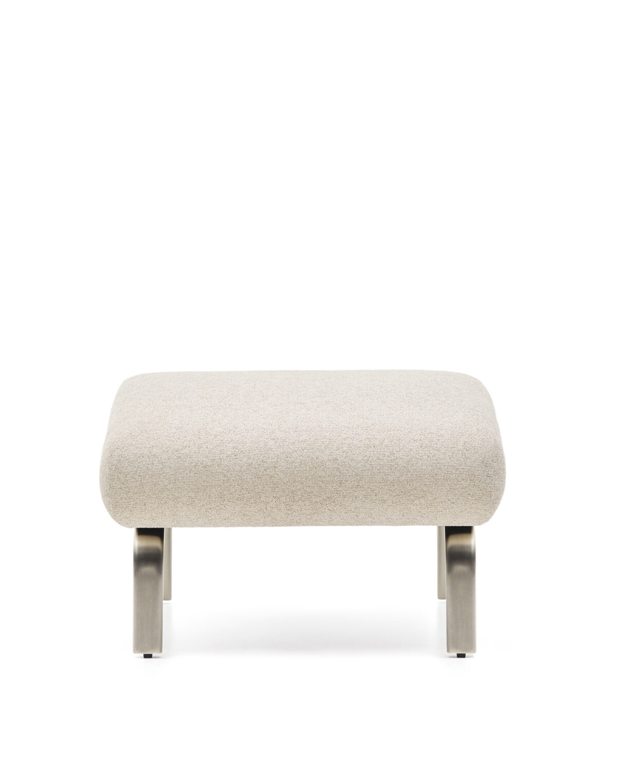 Kave Home Amsen voetenbankje in beige met geborstelde roestvrijstalen poten 68 x 55 cm - Afbeelding 6