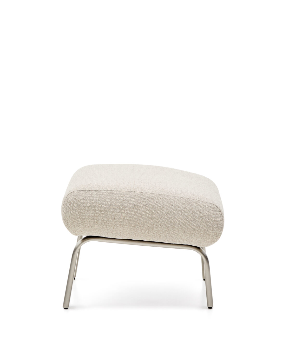 Kave Home Amsen voetenbankje in beige met geborstelde roestvrijstalen poten 68 x 55 cm - Afbeelding 7