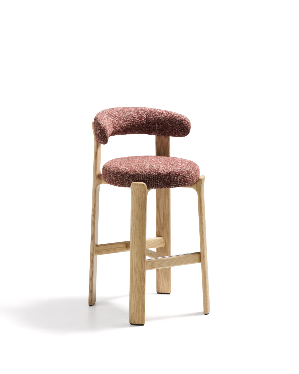 Kave Home Granite kruk in terracotta chenille en massief essenhout met naturelkleurige afwerking FSC 100% 75 cm