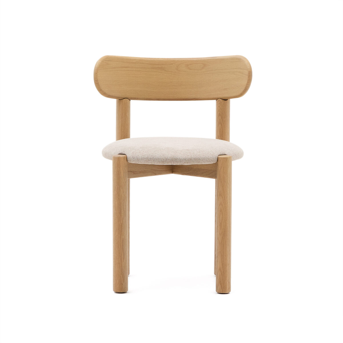 Kave Home Stoel Nebai met een structuur van FSC MIX Credit massief eikenhout met een natuurlijke afwerking en beige chenille - Afbeelding 10