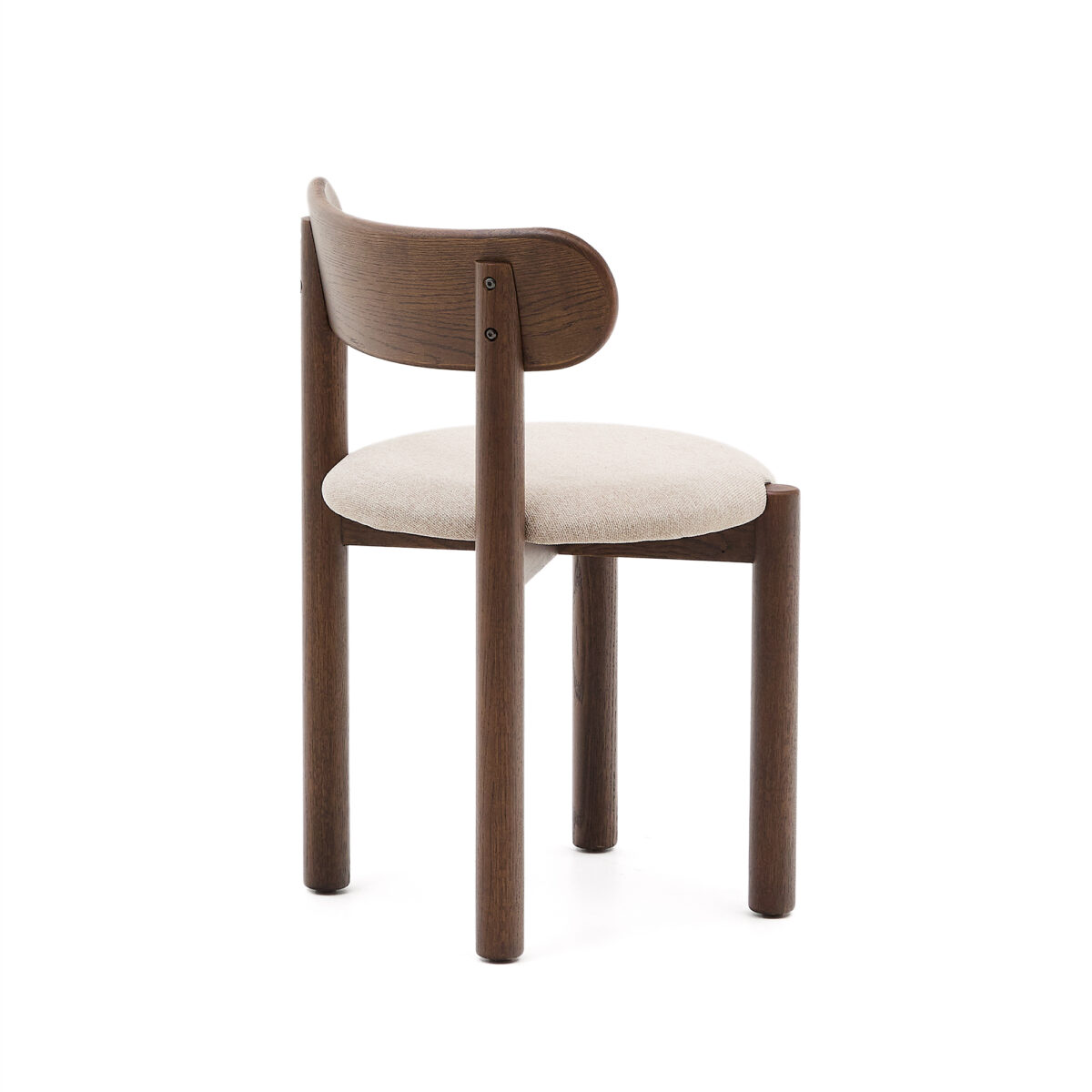 Kave Home Stoel Nebai met een structuur van FSC MIX Credit massief eikenhout met een walnoot afwerking en bruine chenille - Afbeelding 9