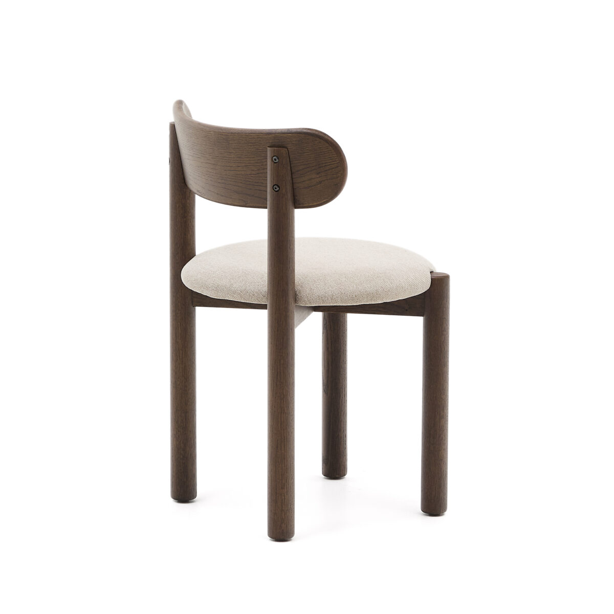 Kave Home Stoel Nebai met een structuur van FSC MIX Credit massief eikenhout met een walnoot afwerking en bruine chenille - Afbeelding 10