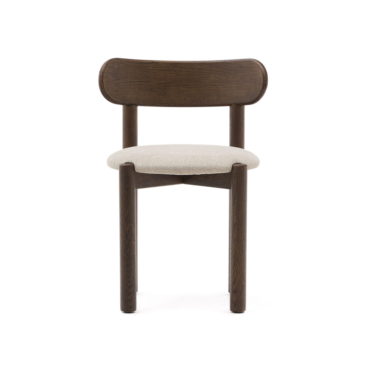 Kave Home Stoel Nebai met een structuur van FSC MIX Credit massief eikenhout met een walnoot afwerking en bruine chenille - Afbeelding 12