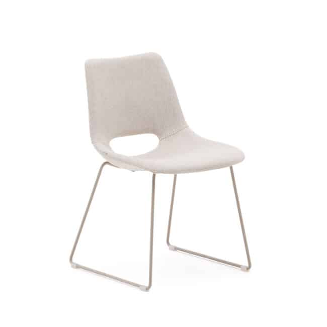 Kave Home Zahara beige stoel met stalen poten en beige afwerking FSC 100%