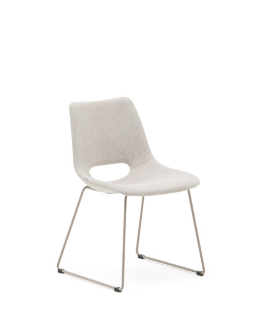 Kave Home Zahara beige stoel met stalen poten en beige afwerking FSC 100%