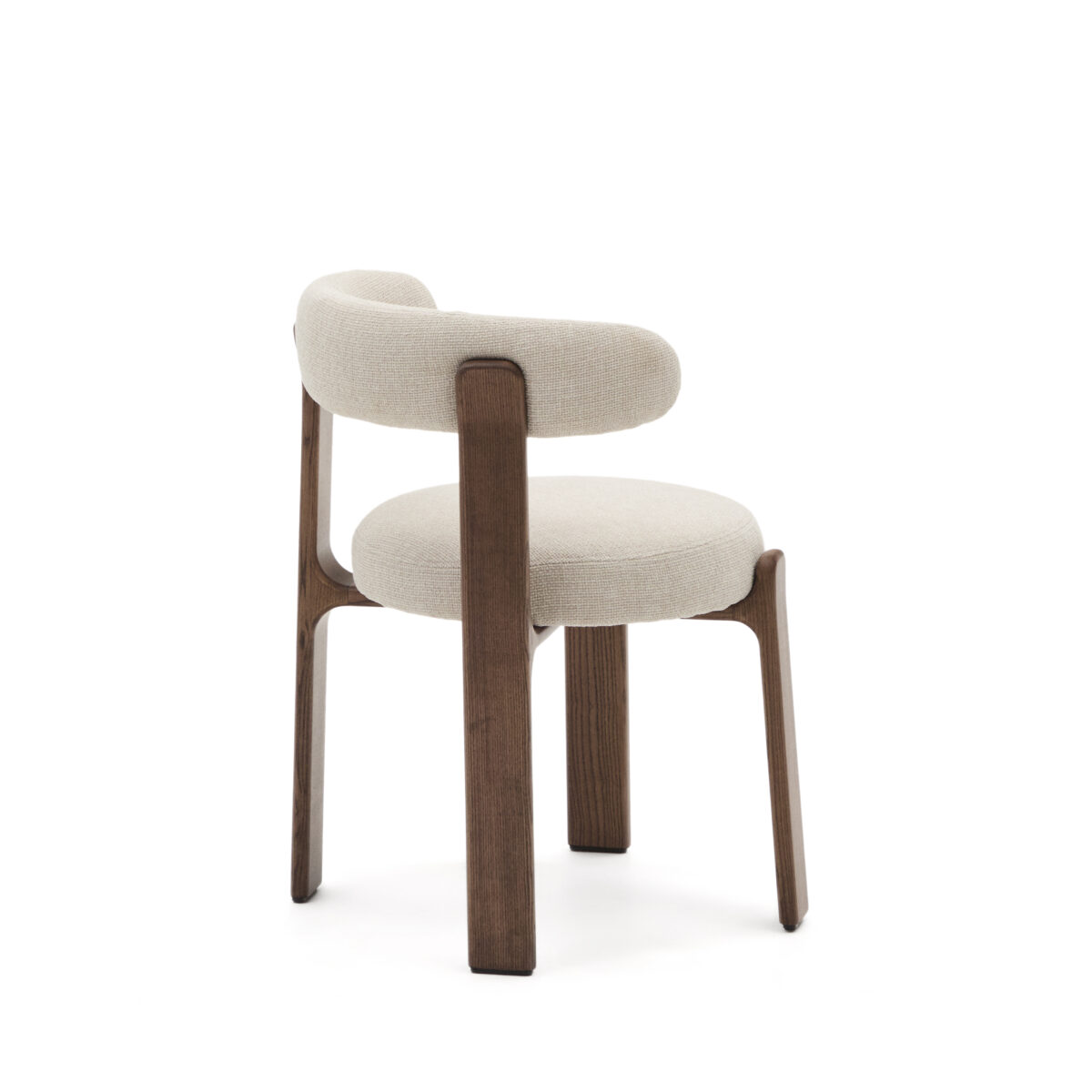 Kave Home Granite stoel in beige chenille en massief essenhout in noten afwerking FSC 100% - Afbeelding 7