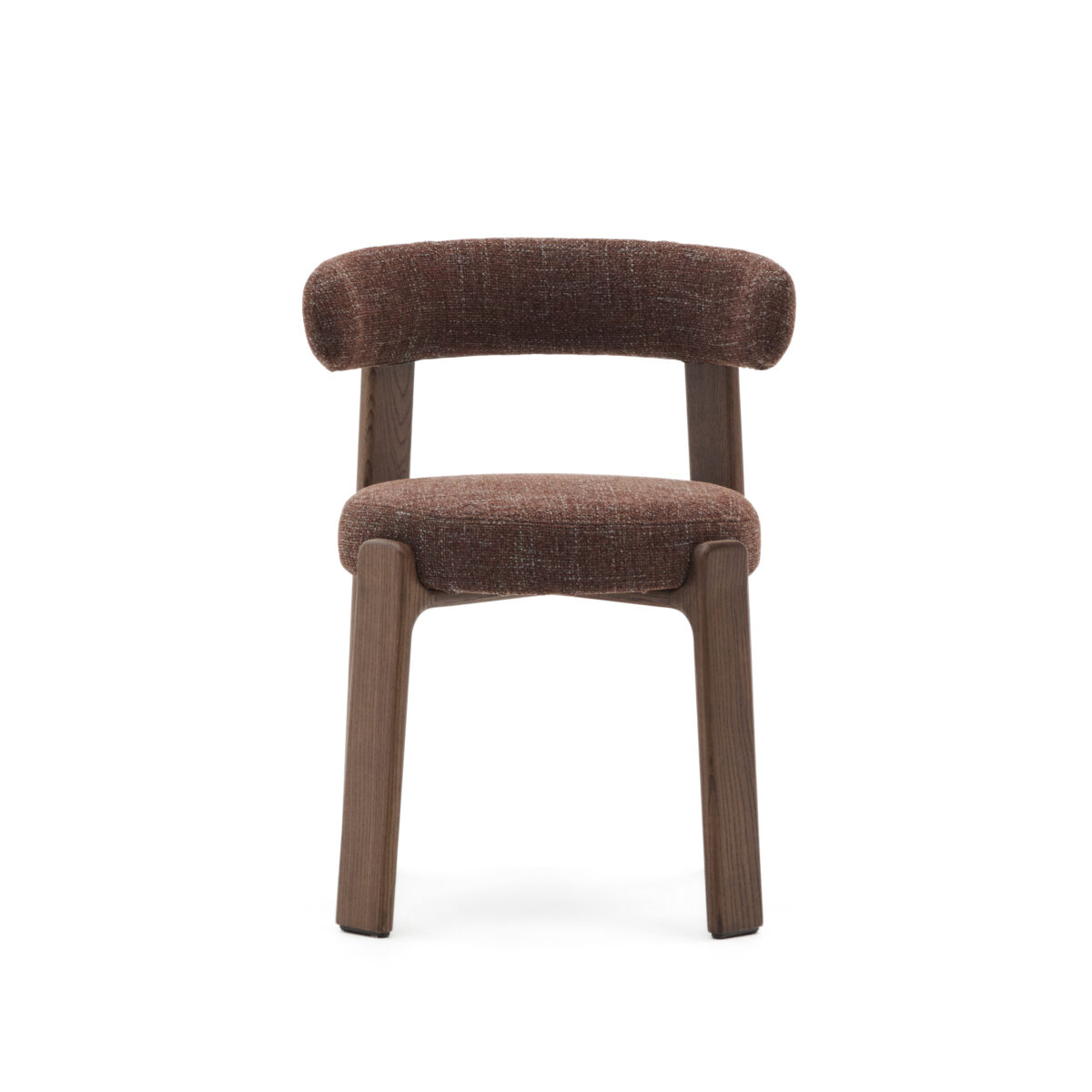 Kave Home Granite stoel in bruine chenille en massief essenhout in noten afwerking FSC 100% - Afbeelding 8