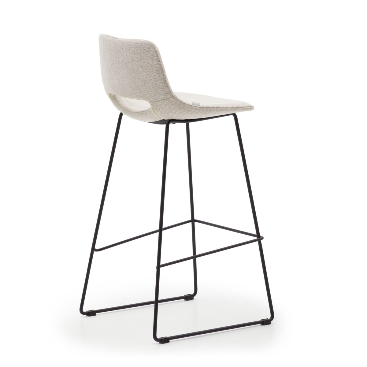 Kave Home Zahara beige kruk met staal in een zwarte afwerking, hoogte 76 cm FSC 100% - Afbeelding 7