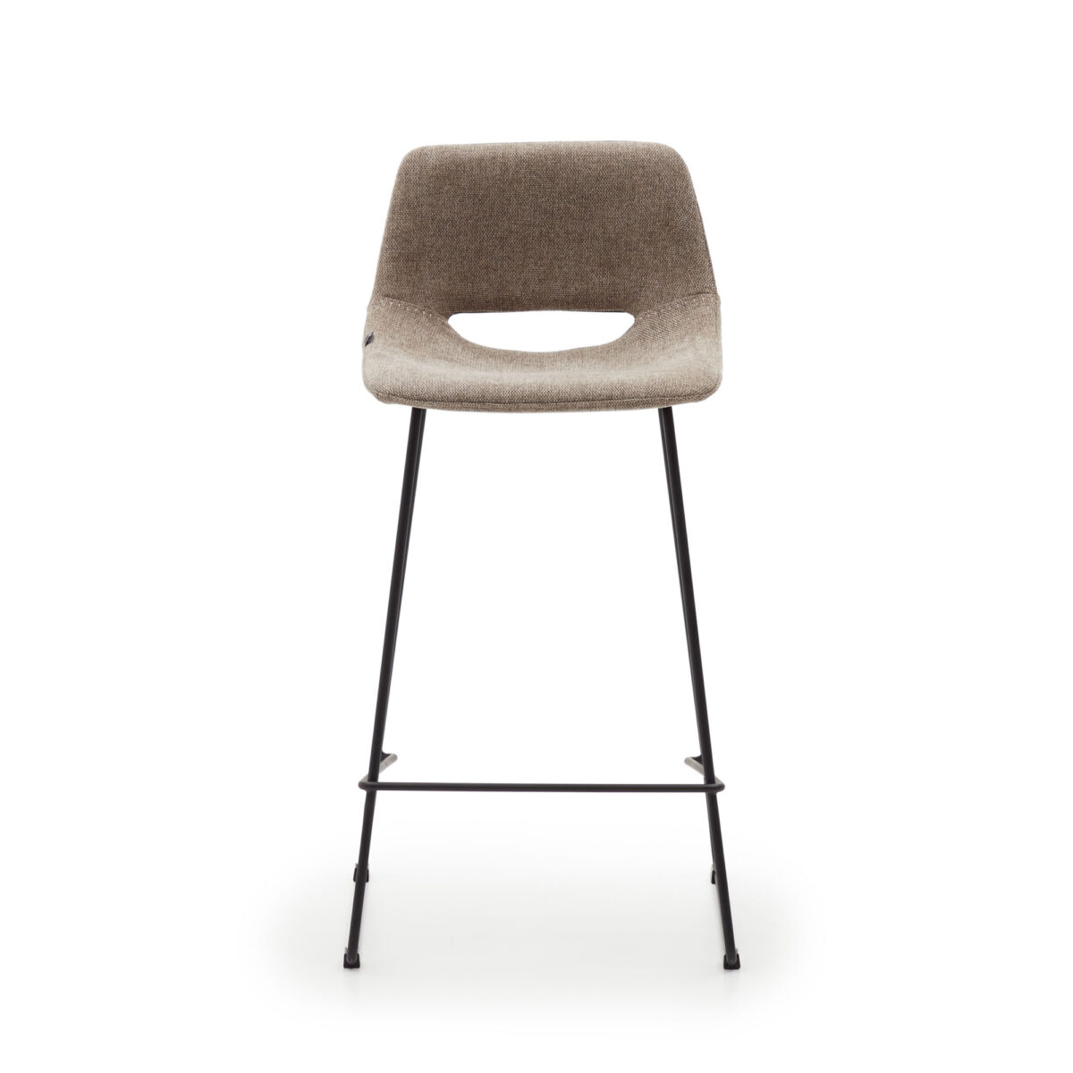 Kave Home Zahara bruine kruk met staal in een zwarte afwerking, hoogte 65 cm FSC 100% - Afbeelding 9