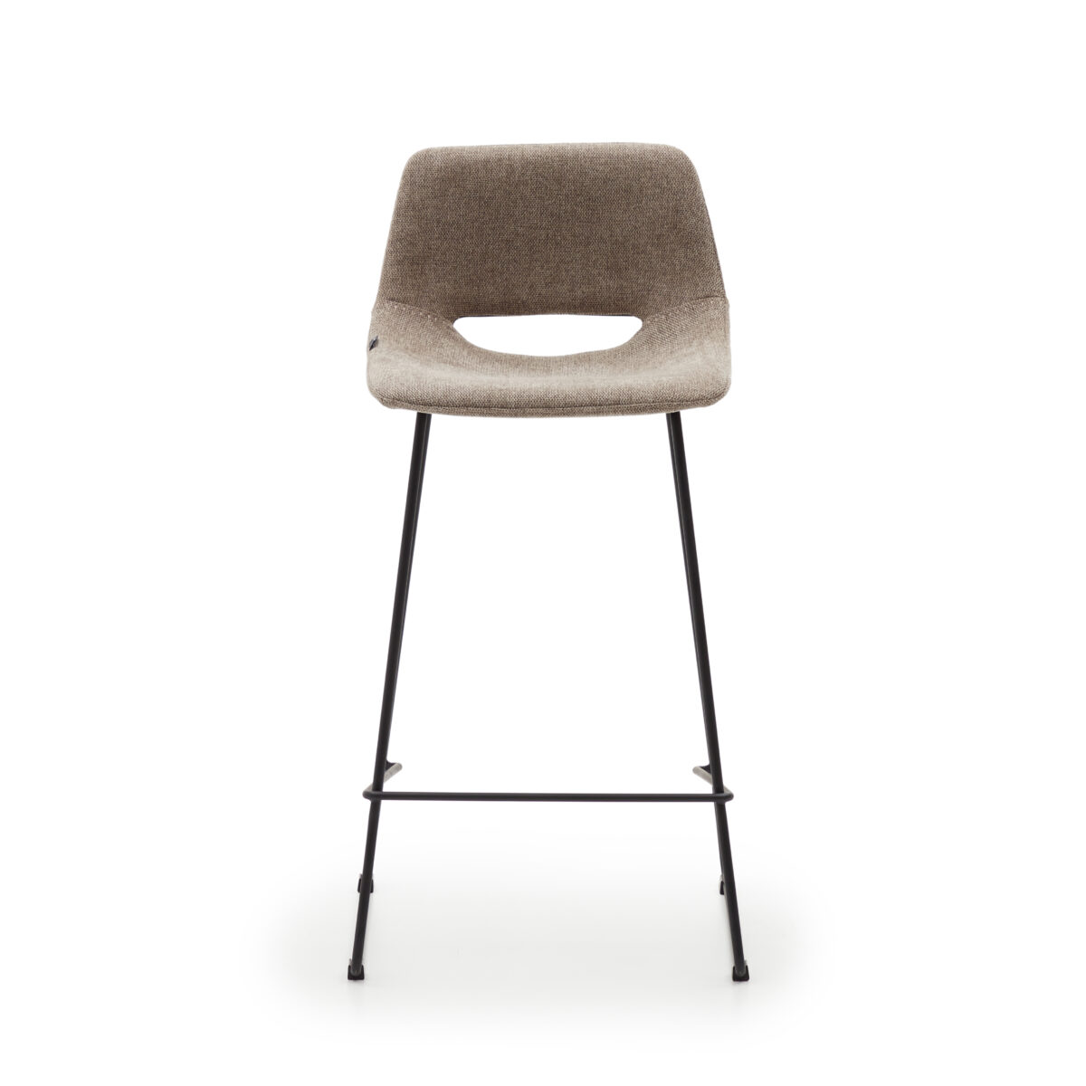 Kave Home Zahara bruine kruk met staal in een zwarte afwerking, hoogte 65 cm FSC 100% - Afbeelding 10