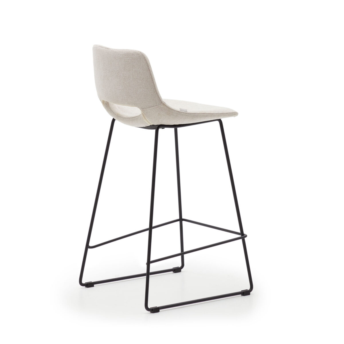 Kave Home Zahara beige kruk met staal in een zwarte afwerking, hoogte 65 cm FSC 100% - Afbeelding 7