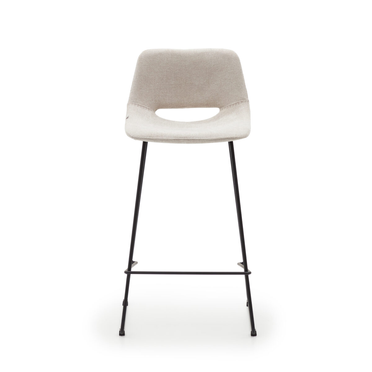 Kave Home Zahara beige kruk met staal in een zwarte afwerking, hoogte 65 cm FSC 100% - Afbeelding 10