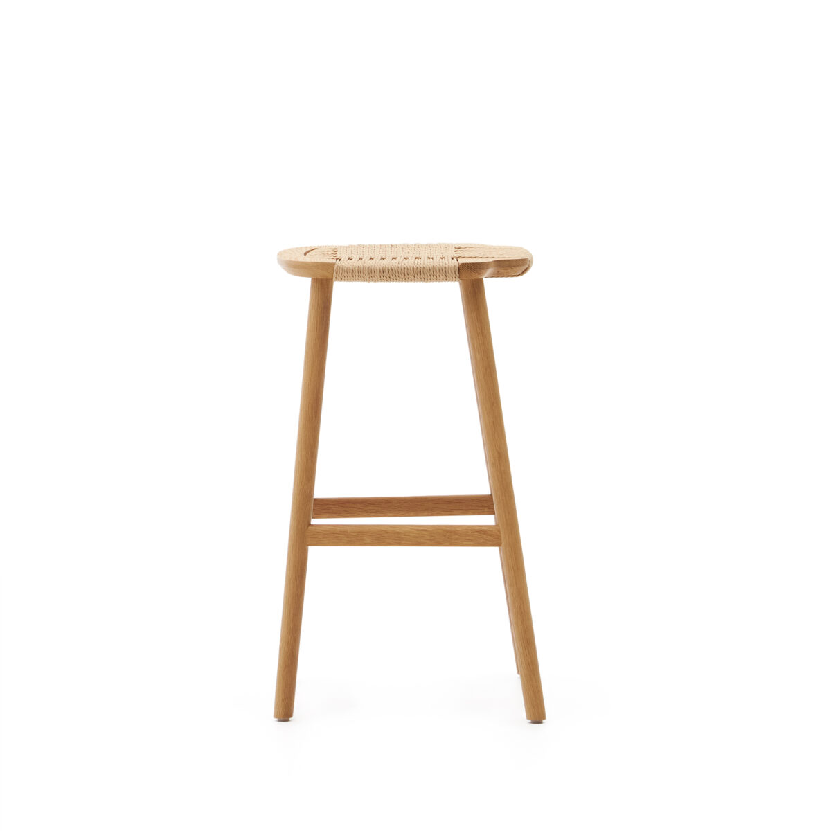 Kave Home Enit-kruk gemaakt van beige papier touw en massief eikenhout met een natuurlijke afwerking 65 cm FSC Mix Credit - Afbeelding 5