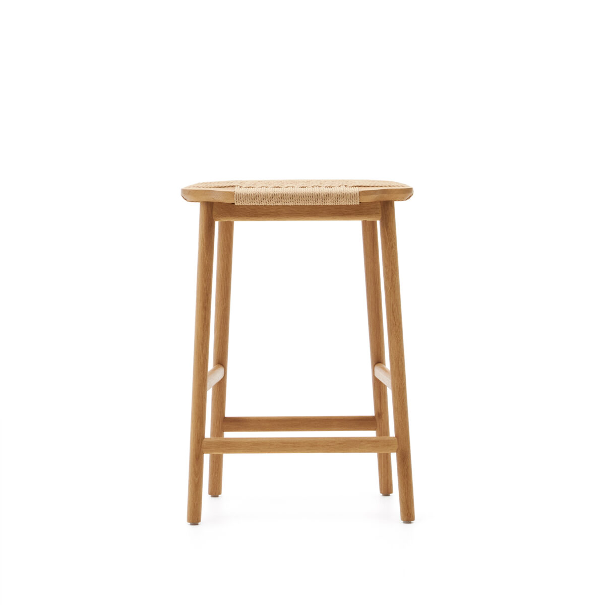 Kave Home Enit-kruk gemaakt van beige papier touw en massief eikenhout met een natuurlijke afwerking 65 cm FSC Mix Credit - Afbeelding 9