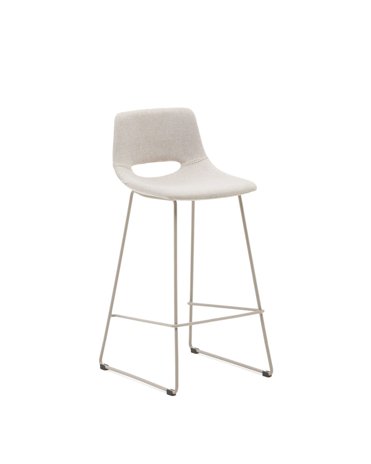 Kave Home Zahara beige kruk met staal in een beige afwerking, hoogte 76 cm FSC 100% - Afbeelding 3