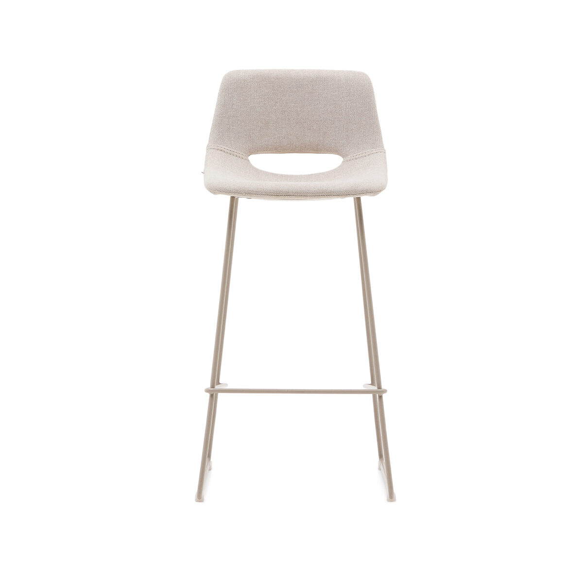 Kave Home Zahara beige kruk met staal in een beige afwerking, hoogte 76 cm FSC 100% - Afbeelding 8