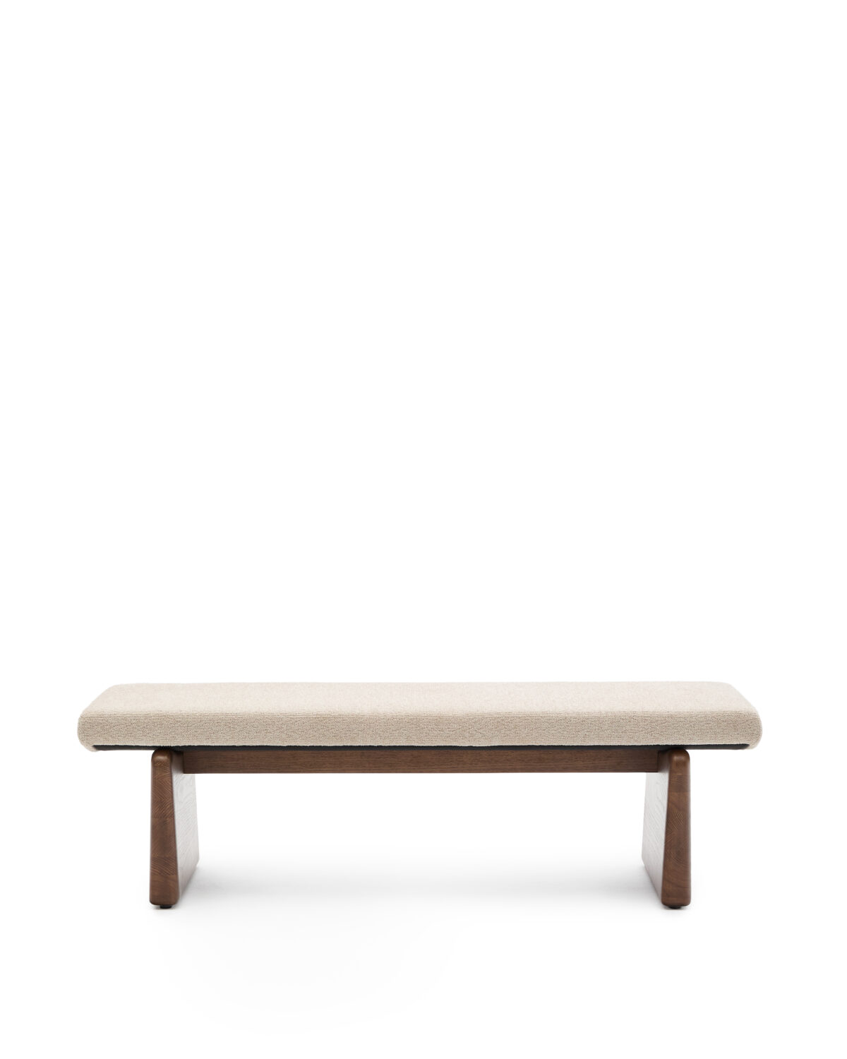 Kave Home Topaz bank in beige chenille en FSC 100% massief essenhout in noten afwerking 150 cm - Afbeelding 8