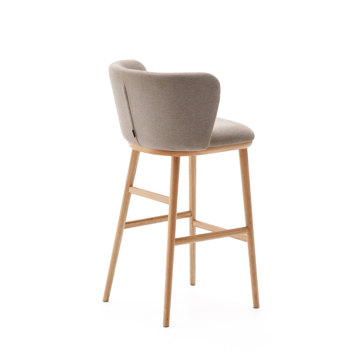 Kave Home Ciselia kruk bruin chenille essenhout afwerking in natuurlijke kleurtoon FSC Mix Credit 75 cm - Afbeelding 9