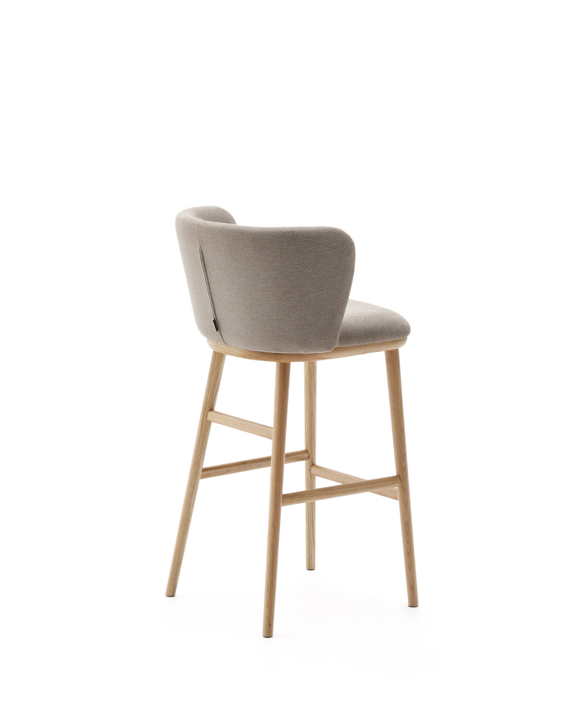 Kave Home Ciselia kruk bruin chenille essenhout afwerking in natuurlijke kleurtoon FSC Mix Credit 75 cm - Afbeelding 10