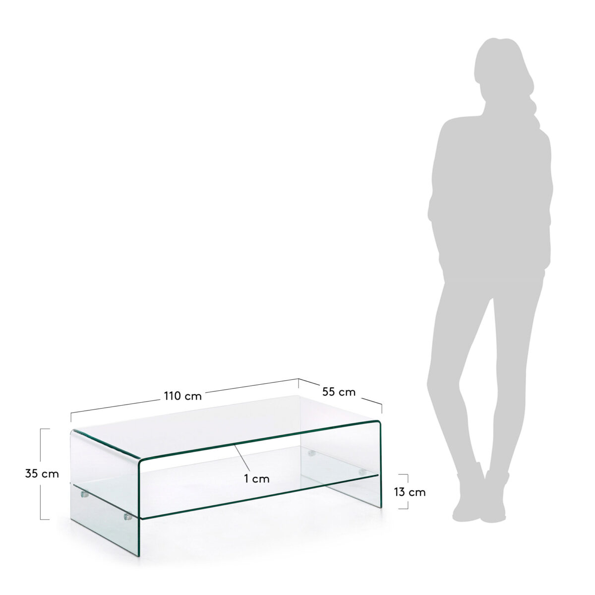 Kave Home Burano glazen salontafel 110 x 55 cm - Afbeelding 7