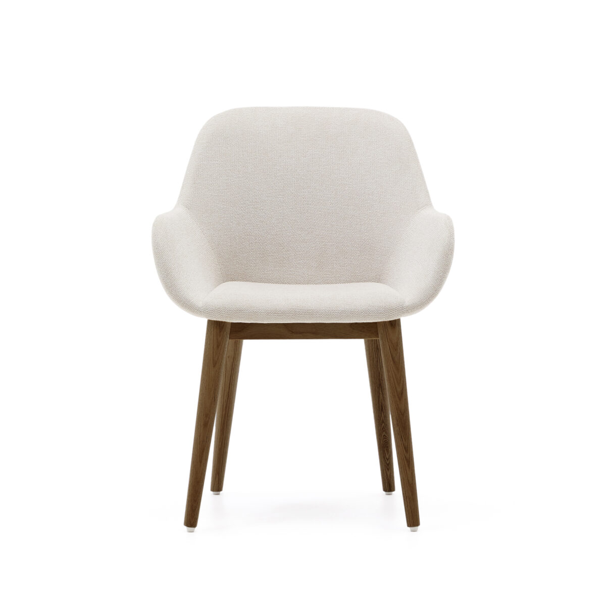 Kave Home Konna stoel in beige met massief essenhouten poten in een donkere afwerking - Afbeelding 11