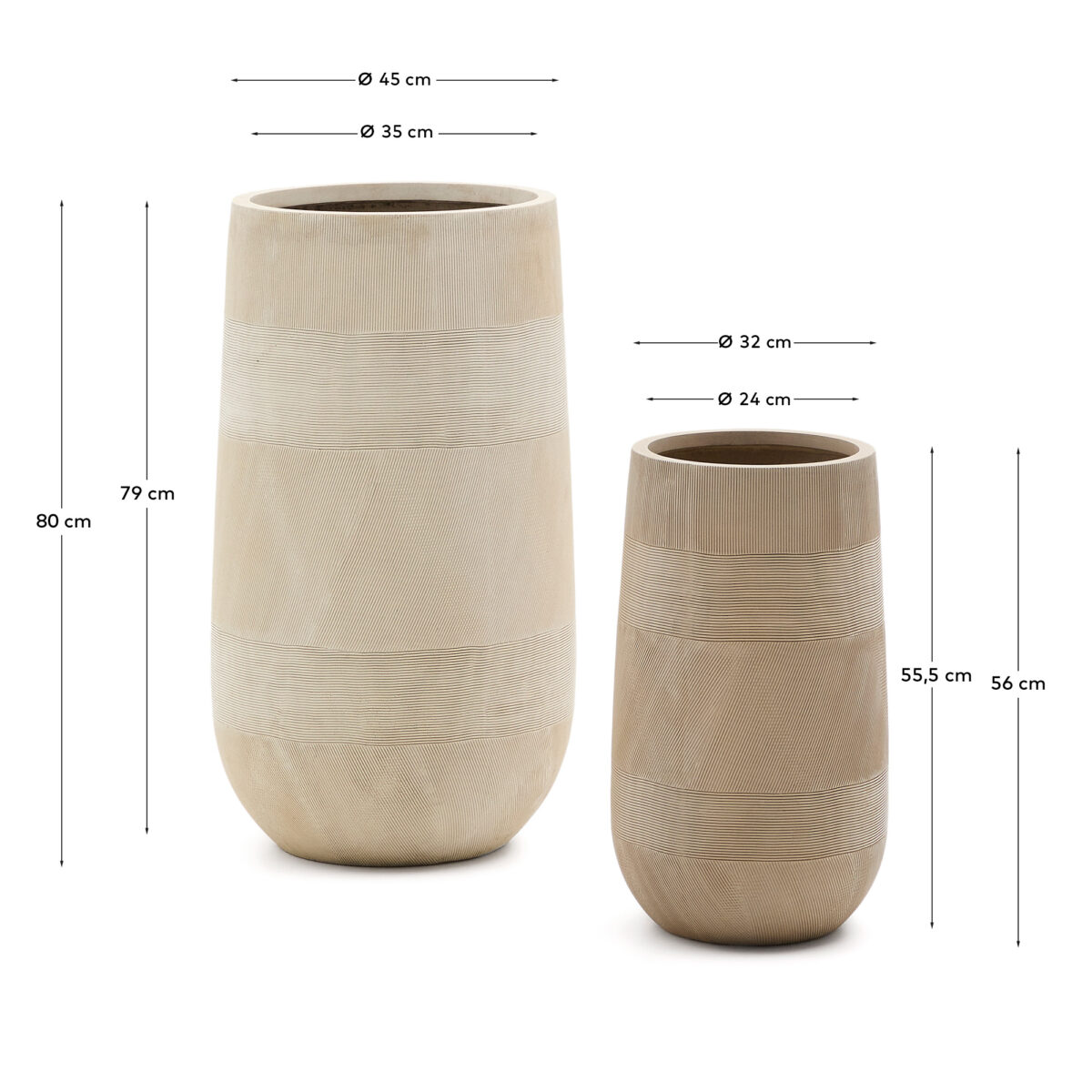 Kave Home Tival beige bloempot van cement Ø 45 cm - Afbeelding 5